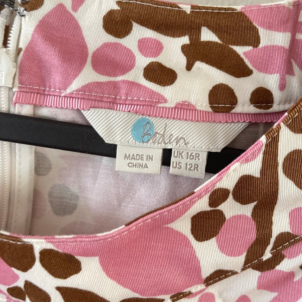 Boden Iona Button Detail Dress Womens 8R Pink Brown Shadow Bloom Casual Floral - Picture 6 of 10
